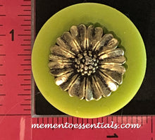 Load image into Gallery viewer, Silicone Mold elegant daisy Sun Flower cabochon Medallion button pin jewelry used with wax, gypsum, resin, hot glue, soap, clay, metal