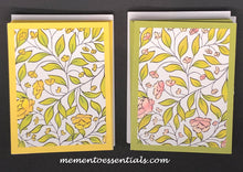 Load image into Gallery viewer, 8 Handmade Note Cards A2 with Envelope.  Flower leaves leaf Bouquet Daisy Flower Rose 2 card colors to choose from