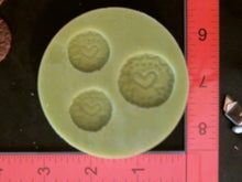 Load image into Gallery viewer, Silicone Mold Medallion Heart used with wax, Candle, gypsum, resin, hot glue, soap, clay, concrete, metal