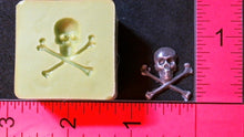 Load image into Gallery viewer, Silicone Mold Skull Cross Bones jewelry used with wax, Candle, gypsum, resin, hot glue, soap, clay, concrete, metal