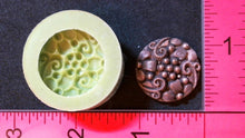 Load image into Gallery viewer, Silicone Mold elegant cabochon Medallion flower garden vine button jewelry used with wax, gypsum, resin, hot glue, soap, clay, metal