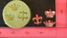 Load image into Gallery viewer, Silicone Mold Royal Symbol Fleur de Lis French Lily Flower European Symbol, Crown King Queen, resin, hot glue, soap, clay, concrete, metal