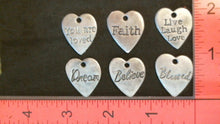 Load image into Gallery viewer, Silicone Mold hearts with words live, love laugh, faith, you are loved, believe, blessed, dream resin, hot glue, soap, clay, concrete, metal