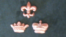 Load image into Gallery viewer, Silicone Mold Royal Symbol Fleur de Lis French Lily Flower European Symbol, Crown King Queen, resin, hot glue, soap, clay, concrete, metal