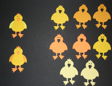 Load image into Gallery viewer, 8 Bird, Chicken, Hen, Rooster Die Cut Embellishment, Paper Piecing, Easter