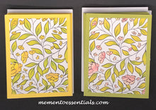 Load image into Gallery viewer, 8 Handmade Note Cards A2 with Envelope.  Flower leaves leaf Bouquet Daisy Flower Rose 2 card colors to choose from
