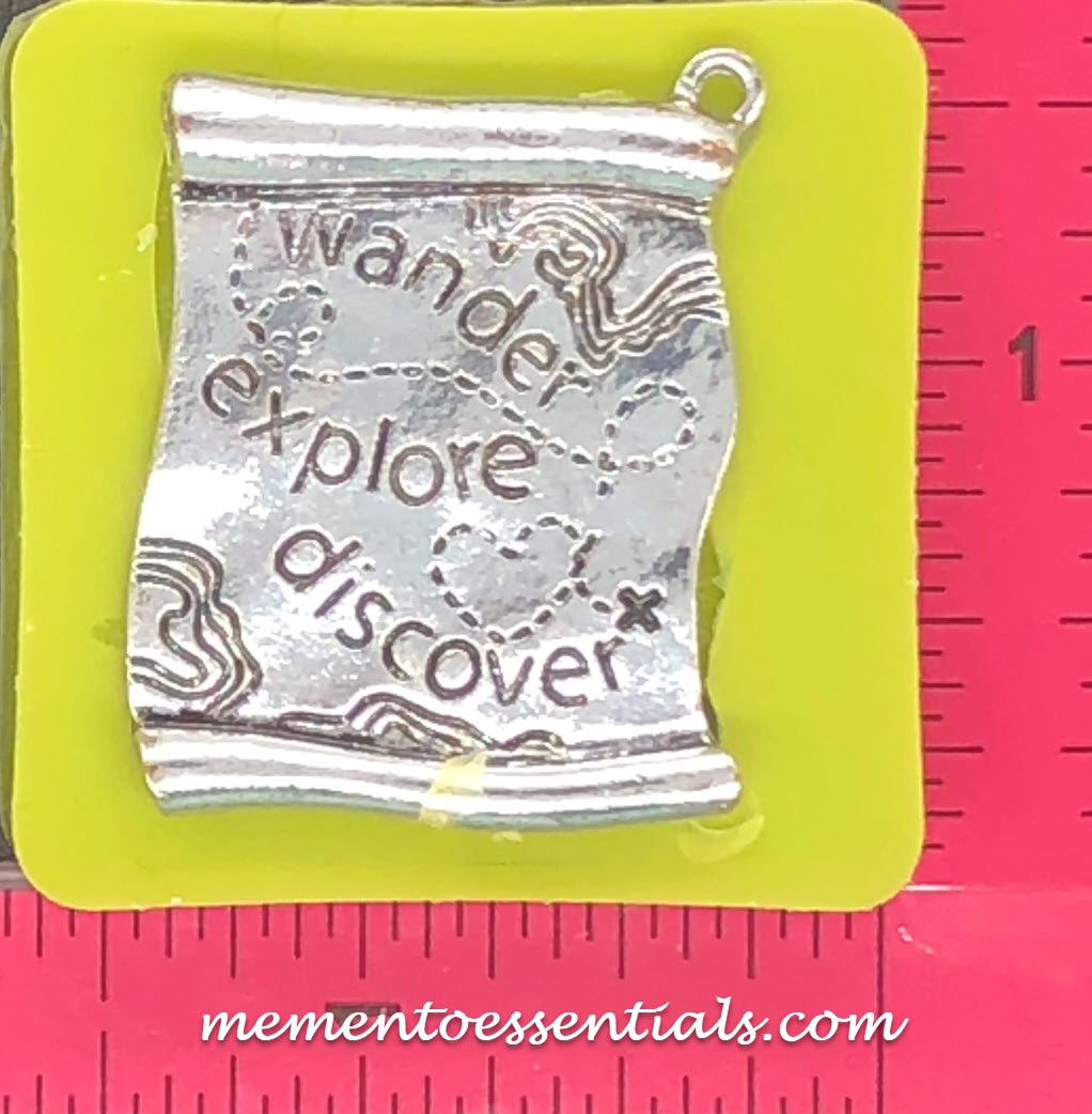 Silicone Mold scroll with words wander, explore, discover you can use with wax, gypsum, resin, hot glue, soap, clay, metal and concrete