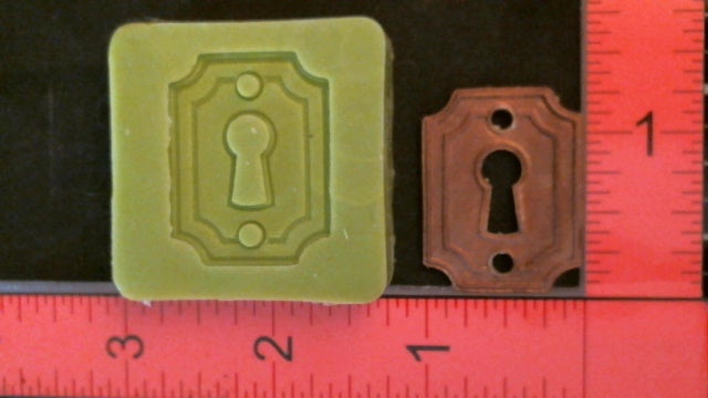 Silcone Mold Rectangle Key Hole Plate used with Resin Clay Hot Glue Metal