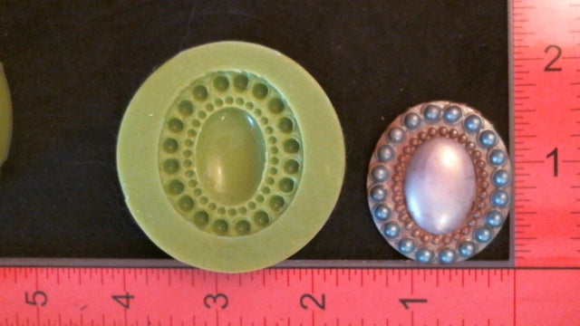 Silicone Mold Lapel Pin Oval Jewel Medallion Jewelry used with wax, Candle, gypsum, resin, hot glue, soap, clay, concrete, metal