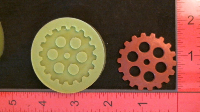 Silicone Mold Gear used with card, Scrapbooking, wax, gypsum, resin, hot glue, soap, clay, metal
