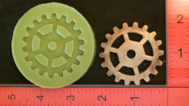 Silicone Mold Gear used with cards, Scrapbooking, wax, gypsum, resin, hot glue, soap, clay, metal