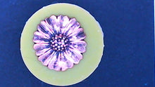 Load image into Gallery viewer, Silicone Mold elegant daisy Sun Flower cabochon Medallion button pin jewelry used with wax, gypsum, resin, hot glue, soap, clay, metal
