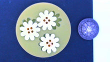 Load image into Gallery viewer, Silicone Mold elegant daisy Sun Flower cabochon Medallion button pin jewelry used with wax, gypsum, resin, hot glue, soap, clay, metal
